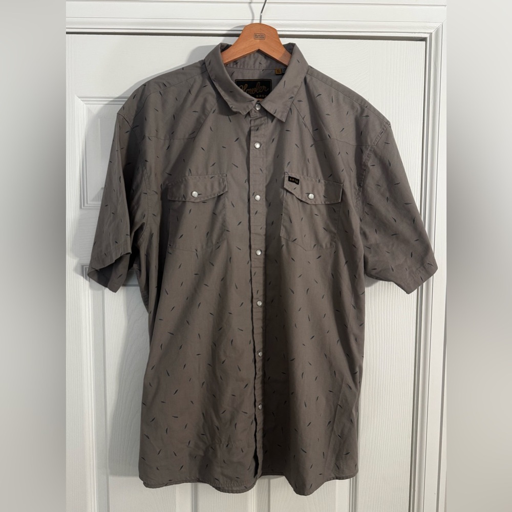 Howler Brothers Short-Sleeve Button-Up Shirt - Gray with Black Dash Print